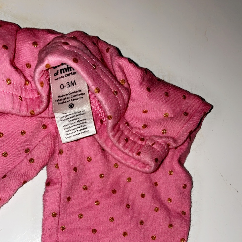0-3 months// pink & glittery gold leggings